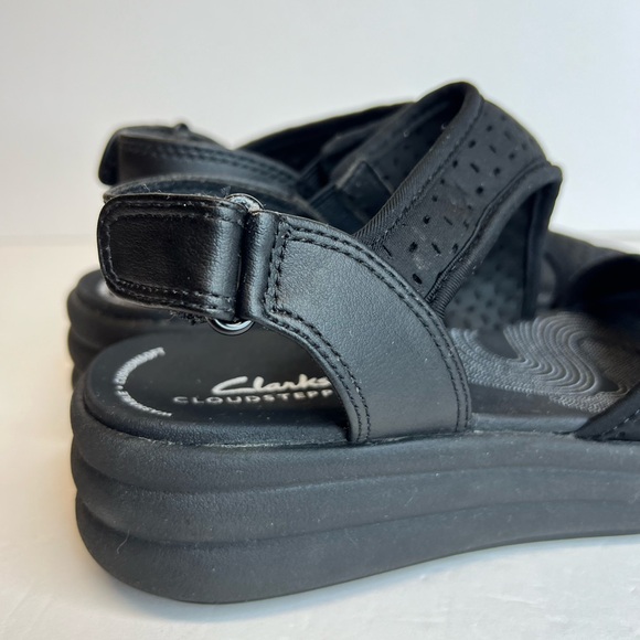 Clarks Cloudsteppers Womens Drift Fern Flat Black Wedge Comfort Adjustable Sz 6 - Picture 8 of 12